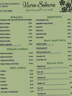 Kuro-sakura Hibachi And Sushi menu