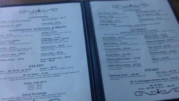 Mr B's menu