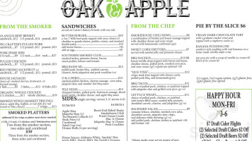 Oak And Apple menu