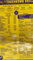 Vic's Touchdown Grill menu