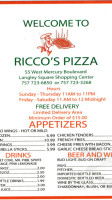 Ricco's Pizza menu