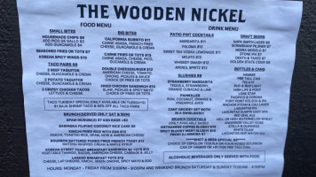 Wooden Nickel menu