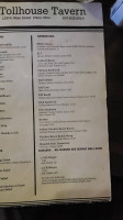 Toll House Tavern menu