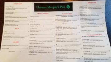 Thomas Murphy's Pub menu