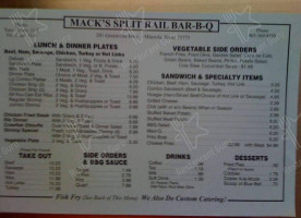 Mack's Split Rail Bbq menu