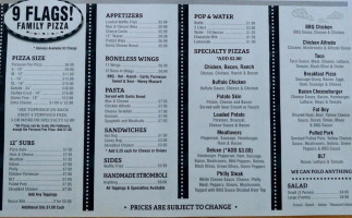 9 Flags Pizza menu