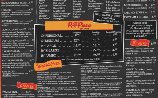 R-pizza menu