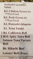 A&a Sushi menu