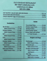 Old Ice House Restraunt menu