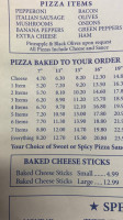 Rocky Tops Pizza menu