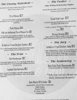 The Alibi Grill menu