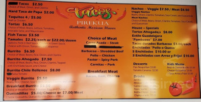 Tacos Pirekua menu