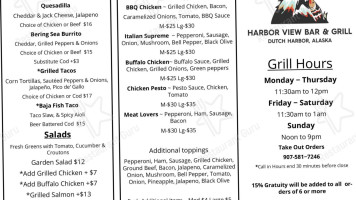Harbor View Grill menu