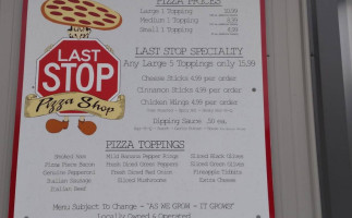 Last Stop Pizza Shop menu