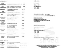 Prairie Grain Bread Company menu