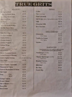 True Grits Steakhouse menu