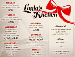 Layla’s Kitchen menu