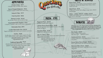 Quackers Fire Grill menu
