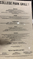 College Park Grill menu