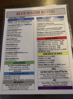 Blue Water Bayou Bistro menu