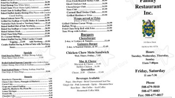 McGovern's on the Water menu
