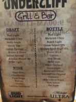 Under Cliff Bar & Grill menu