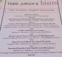 Todd Jurich's Bistro menu