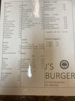 J's Burger menu