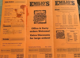 Emilio's Famous Pizza And Subs menu