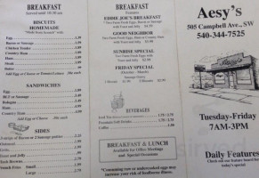 Aesy's menu