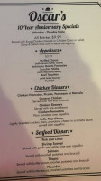 Oscar's Gourmet Cafe (califon) menu