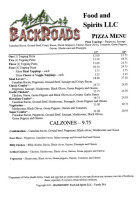Backroads Pub And Grub menu