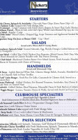 Nicker's Clubhouse menu