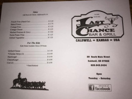 Last Chance Grill menu