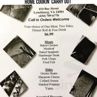 Home Cookin' Carry Out menu