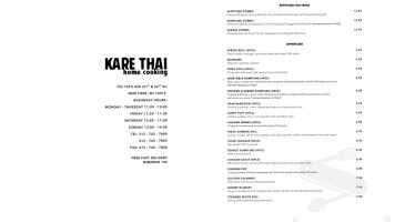 Kare Thai menu