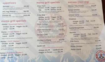 Momo Grill menu