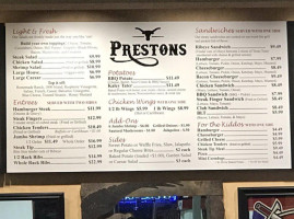 Prestons menu