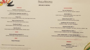 Nazca Mochica menu