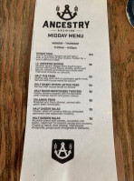 Ancestry Brewing menu