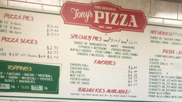 Tony's Pizzeria menu