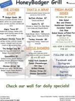 Honeybadger Grill menu