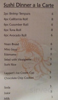 Stevenson's Sushi Spirits menu