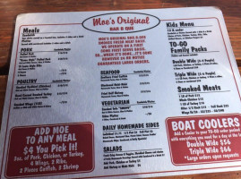 Moe's Original B Que menu