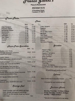 Franco Gianni's Pizza menu