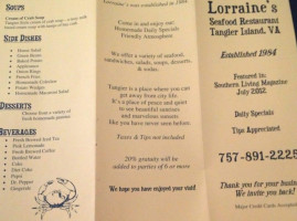 Lorraine's menu