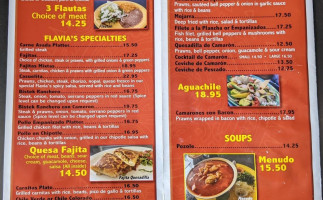 Flavia's Mexican Food menu