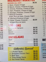 Gilberto's Tacos Mexican menu