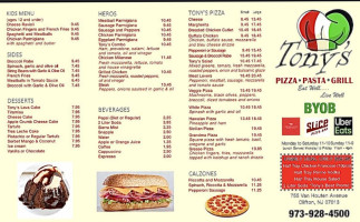 Tony’s Pizza Pasta Grill menu