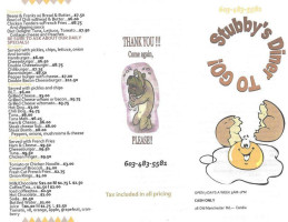Stubby's Place menu
